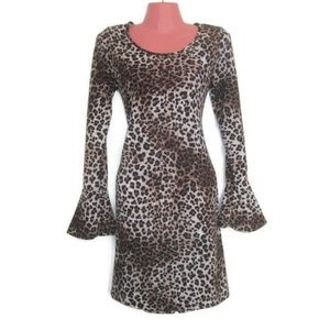 leopard print mod dress size small 6 cheetah boho